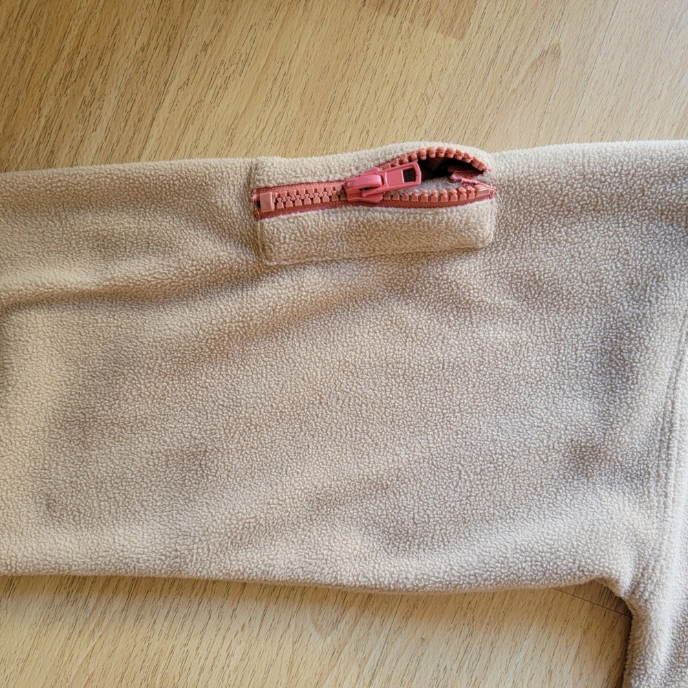 PRIX Fleece Quarter Zip Pullover Sweatshirt Crop Tan Women's Small - Picture 3 of 7